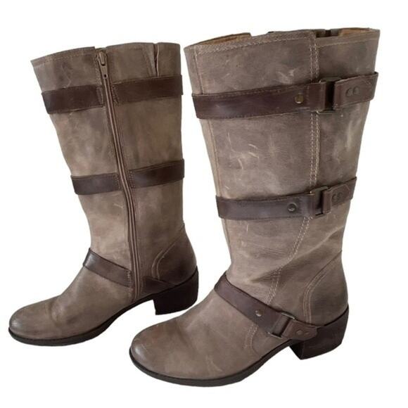 Nurture Dorado Leather Boots Sz 7.5 Women’s Tall Brown Buckles Rustic Distressed - Picture 1 of 12